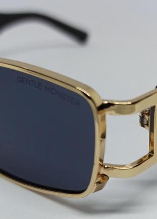 Gentle monster окуляри унісекс сонцезахисні чорні в золотому металі з сережкою3 фото
