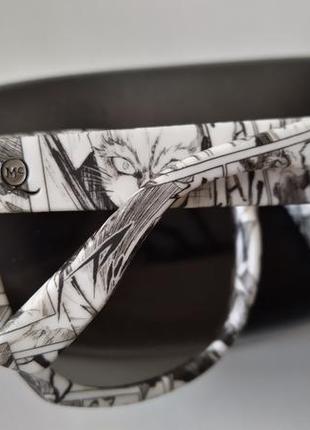 Новые очки alexander mcqueen чёрно-белые принт манга зеркалные солнцезащитные4 фото