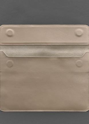 Кожаный чехол-конверт на магнитах для ноутбука универсальный светло-бежевый2 фото