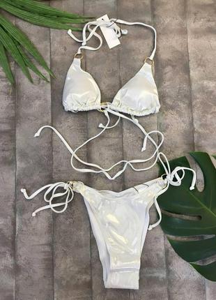 Літній пляжний купальник modlen (s,m,l) сріблястий