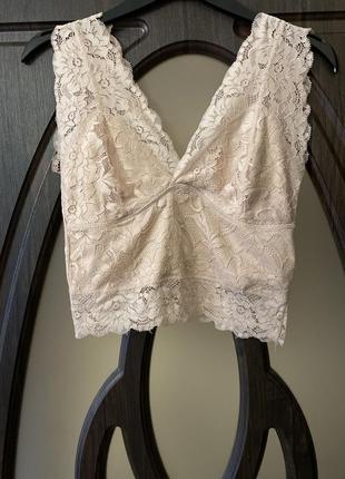 Шикарный, базовый, ажурный, бра, нежно кремового цвета, без косточек, от бренда: amisu👌