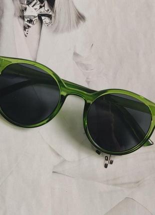 Детские круглые стильные очки солнцезащитные зеленый