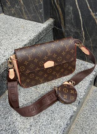 Сумка у стилі louis vuitton multi pochette brown