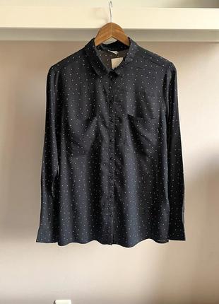Легесенка,натуральная черная рубашка в белый горошек1 фото