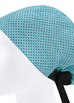 Медична шапочка шапка жіноча тканинна бавовняна багаторазова принт горохи на блакитному3 фото