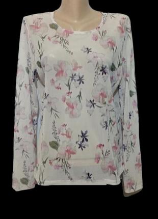 Стильная блуза сеточкой, в цветах.1 фото