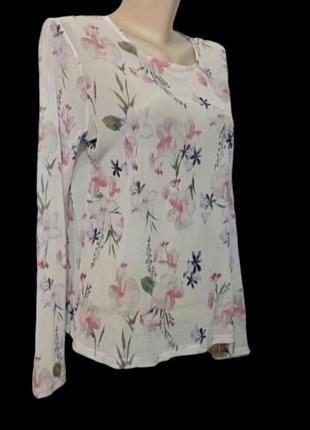 Стильная блуза сеточкой, в цветах.2 фото
