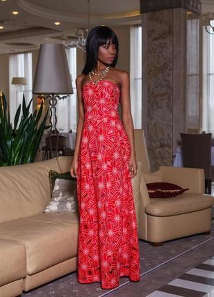 Вечернее платье макси, длинное платье в пол красного цвета.1 фото