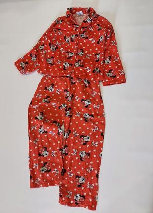 Пижама фланелевая, байковая с минни minnie mouse от disney красного цвета 7-8 лет