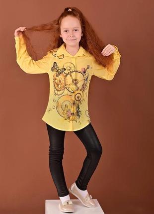 Рубашка - блузка для девочки, 128-152 см