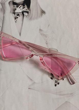 Детские треугольные стильные очки солнцезащитные ярко-розовый1 фото