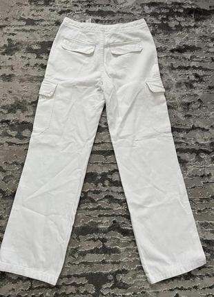 Прямые джинсы молочные брюки широкие джинсы брюки с карманами стильные молочные карго5 фото