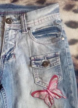 Бриджі сгаѕһопе джинс з метеликом на дівчинку б. у. ріст 1405 фото