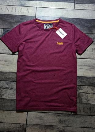 Чоловіча бавовняна модна вінтажна футболка superdry в боровому кольорі розмір s