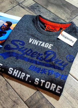 Мужская хлопковая модная винтажная футболка superdry в сером цвете размер s