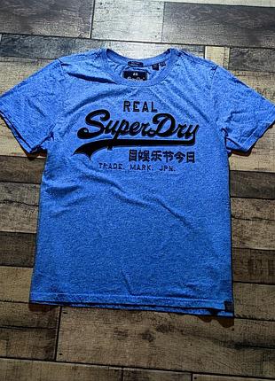Мужская хлопковая модная винтажная футболка superdry в синем цвете размер m