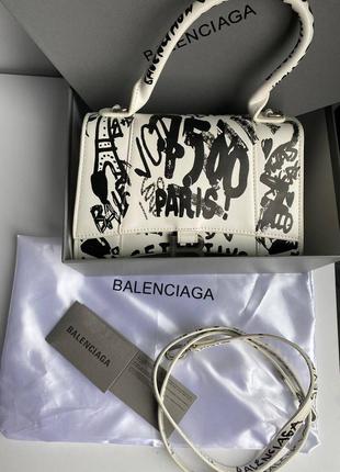 Женская кожаная сумка росписная в стиле balenciaga hourglass