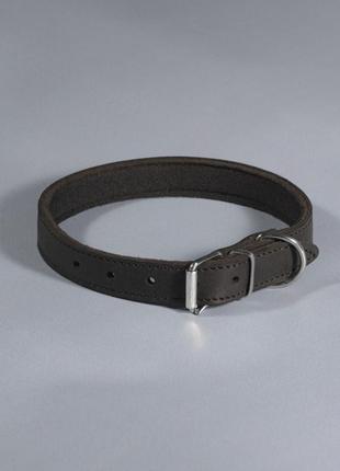 Ошейник кожаный "деликат" с подкладкой "неопрен"  ширина 18 мм, длина 28-36 см, черный