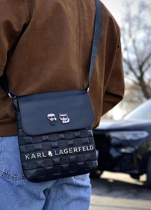 Мессенджер кожаный karl lagerfeld черные квадраты