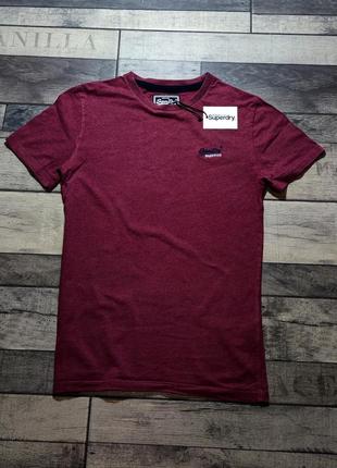 Мужская хлопковая модная винтажная футболка superdry в бордовом цвете размер м