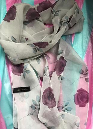 Легкий шифоновый шарф в цветочный принт2 фото