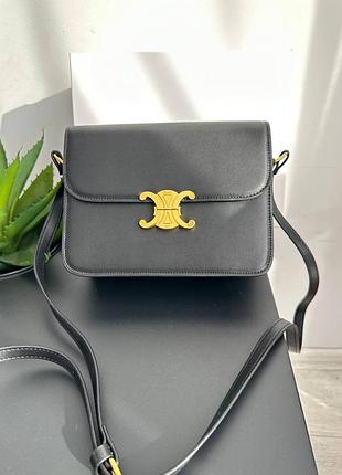 Женская кожаная сумка черная в стиле celine