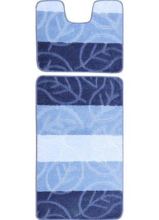 Набір килимків для ванної кімнати та туалету relana elana 8331 60x100 + 60x50 см синій блакитний1 фото