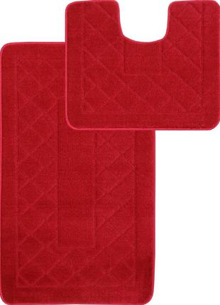 Набір килимків для ванної кімнати та туалету relana elana 8506 60x100 + 60x50 см бордовий червоний2 фото