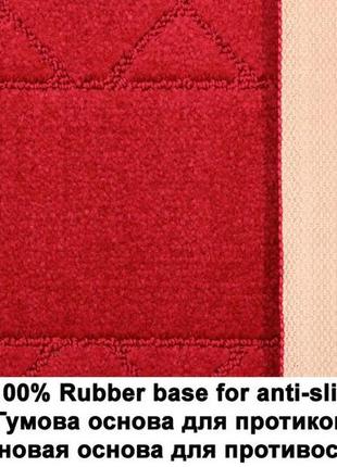 Набір килимків для ванної кімнати та туалету relana elana 8506 60x100 + 60x50 см бордовий червоний5 фото