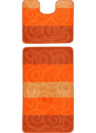 Набор ковриков для ванной и туалета relana elana sile 50x80+50x40 см оранжевый1 фото