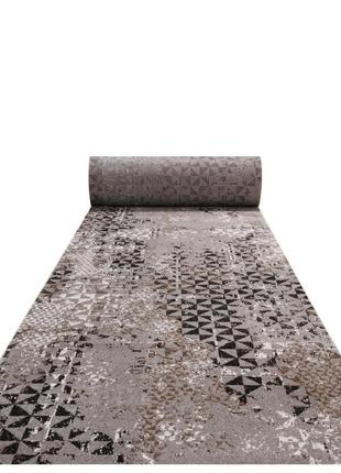 Ковровая дорожка безворсовая rubin optima 24450a grey/grey 1.50 м серый черный белый