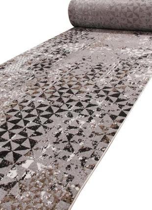 Ковровая дорожка безворсовая rubin optima 24450a grey/grey 1.50 м серый черный белый