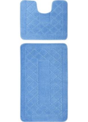 Набор ковриков для ванной и туалета relana elana 8506 60x100+60x50 см темно голубой