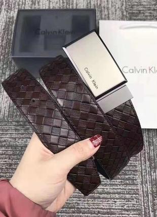 Подарунковий набір! шкіряний ремінь чорний і коричневий calvin klein ck3 фото