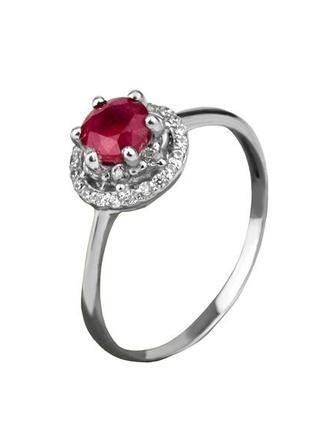 Кольцо серебряное с натуральным рубином джени 1727/9р рубин, 16.5 размер