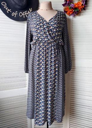 Платье миди длиное с рукавами в принт цветочный от от nutmeg3 фото