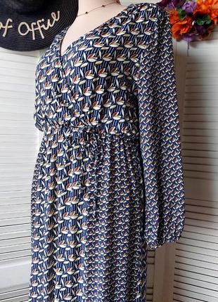 Платье миди длиное с рукавами в принт цветочный от от nutmeg7 фото