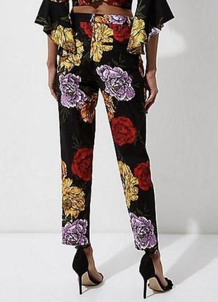 Штаны, укороченные брюки , цветочный принт