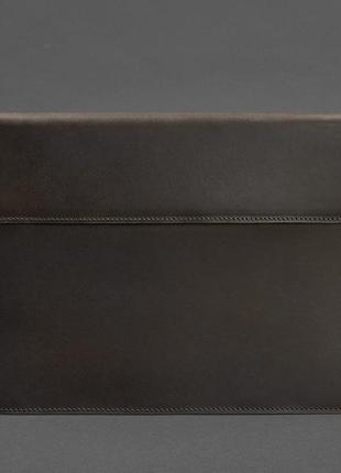 Кожаный чехол-конверт на магнитах для ноутбука универсальный темно-коричневый crazy horse