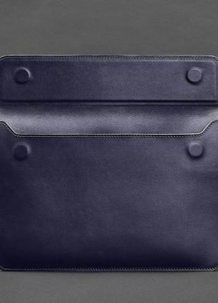 Кожаный чехол-конверт на магнитах для ноутбука универсальный темно-синий2 фото