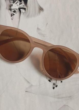Детские круглые стильные очки солнцезащитные коричневый1 фото
