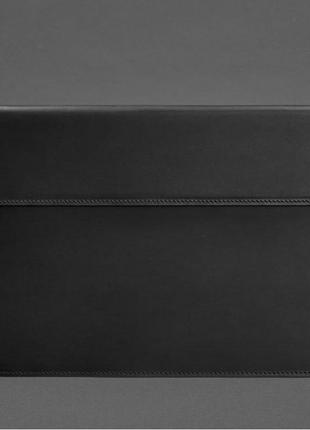Кожаный чехол-конверт на магнитах для ноутбука универсальный черный crazy horse