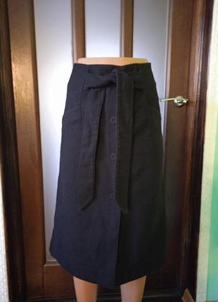 Бавовняна спідниця букле на ґудзиках під пояс topshop.