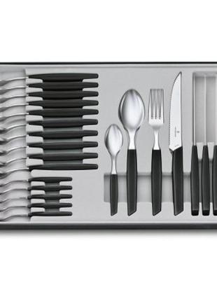 Набор столовых приборов victorinox swiss modern table set 24 шт steak black (6.9093.12w.24)