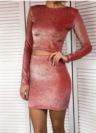 Люрексовый юбочный костюм