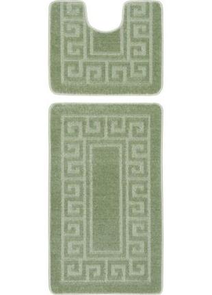 Набір килимків для ванної кімнати та туалету relana elana ethnic 60x100 + 60x50 см оливковий1 фото
