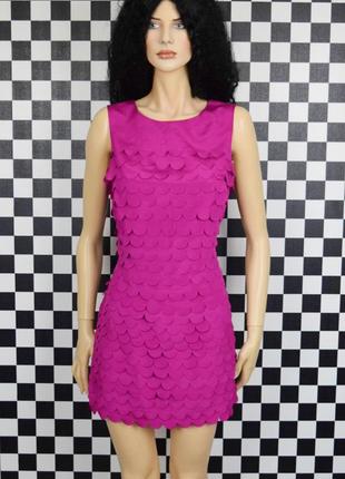 Оригинальное мини платье фиолетовое розовое эффект луски2 фото