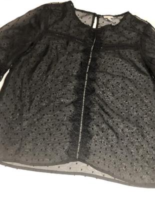 Блуза чёрная кружевная прозрачная, расклешенный рукав selfie2 фото