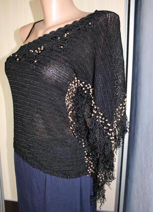 Уникальный вязаный крючком топ/блуза на одно плечо1 фото