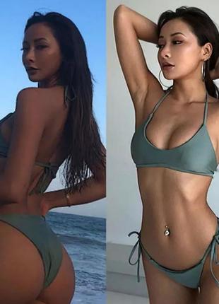 Купальник цвета хаки с твердой чашкой м, л